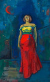 Ohne Titel (Frau in gelb-rotem Kleid)