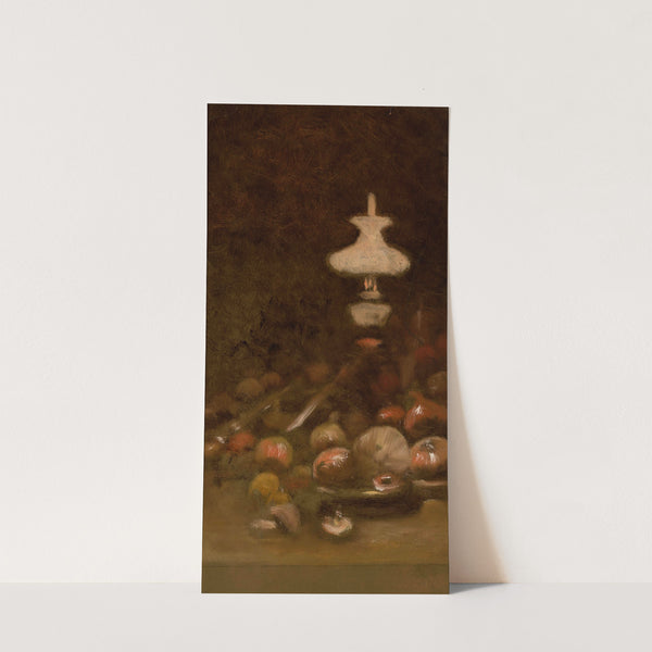 Oil lamp and fruits (after 1894) by Władysław Aleksander Malecki