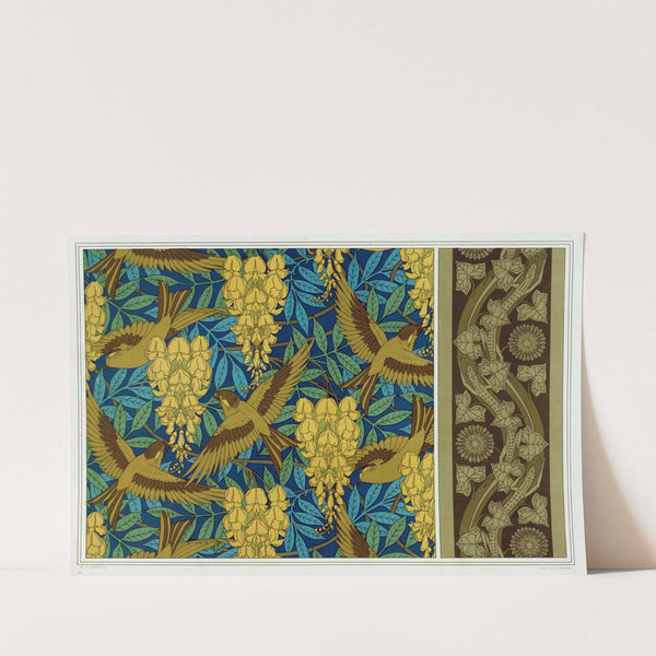 Oiseaux et glycines, tenture. Lézards et lierre, bordure. by Maurice Pillard Verneuil