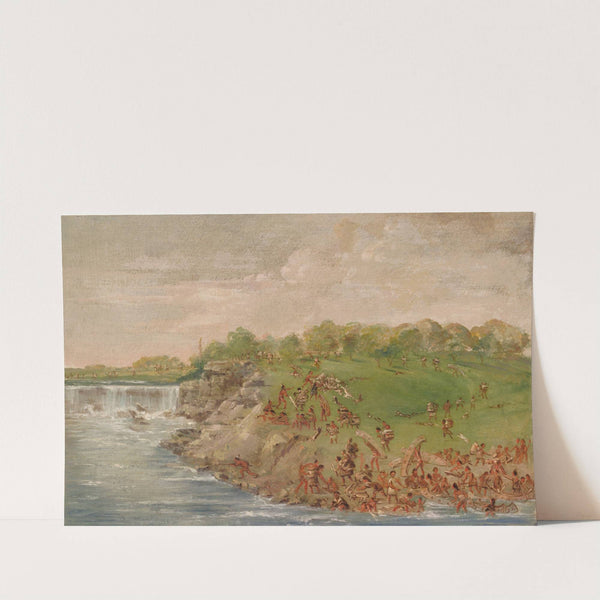 Ojibwa Portaging Around The Falls Of St. Anthony by George Catlin