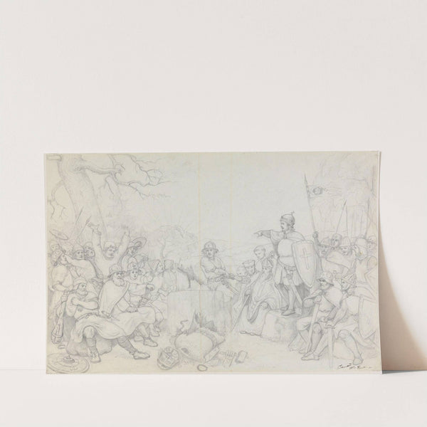 Olav den hellige omstyrter Torsbildet på Hundorp (1843) by Adolph Tidemand