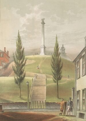 Old Boston. Beacon Hill from Derne St
