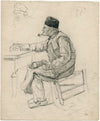 Old cobbler at a table. Oude schoenmaker bij een tafel (1880)