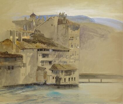 Old Houses on the Rhône Island, Geneva