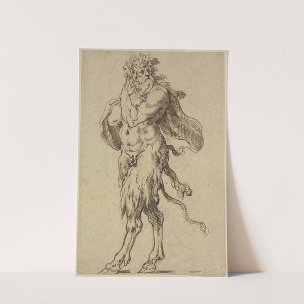 Old satyr to the left by Agostino Carracci