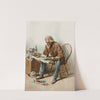 Older man sitting on a chair reading a newspaper by Anonymous
