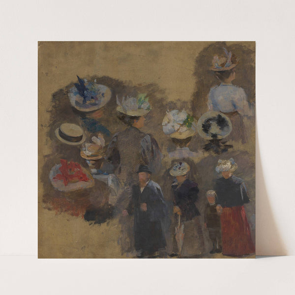 Ölskizze mit verschiedenen Figuren- und Hutstudien (ca. 1900) by Susanne Renate Granitsch