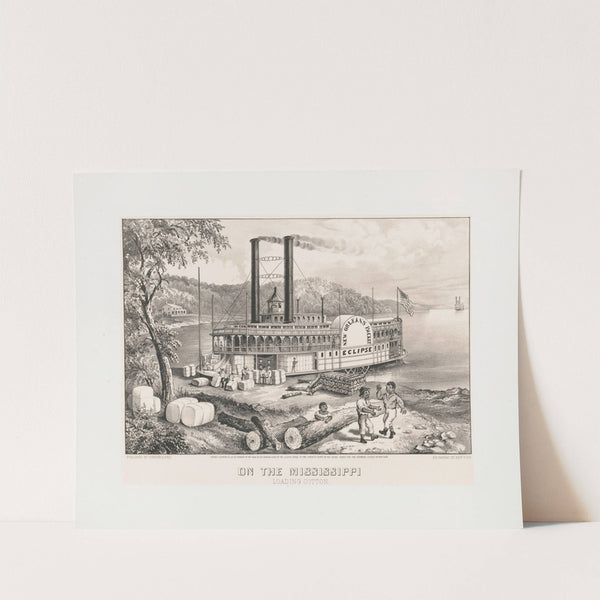 On the Mississippi; loading cotton (1870) by Currier & Ives.
