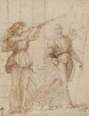 One Angel Blowing a Trumpet, and Another Holding a Standard