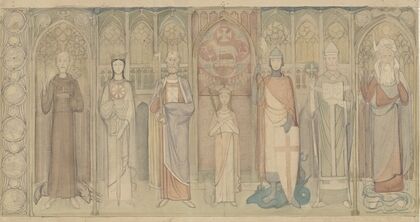 Ontwerp voor de Tweede Bossche Wand; zeven staande heiligen. (c. 1869 - c. 1925)