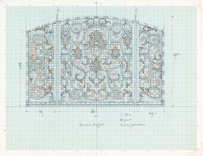 Ontwerp voor decoratief glaspaneel met floraal ornament