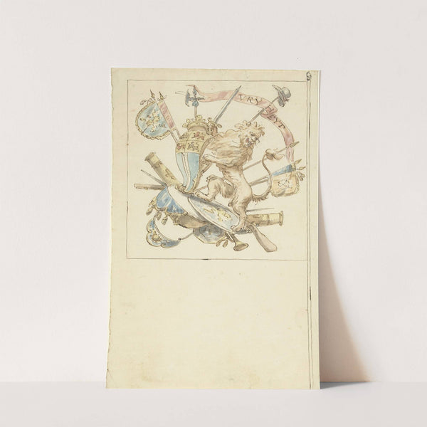 Ontwerp voor een banier met een heraldische leeuw en het wapen van Rotterdam by Elias van Nijmegen