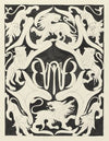 Ontwerp voor een ex libris met monogram en leeuwen