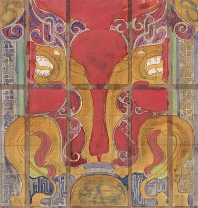 Ontwerp voor een glas in lood-koepel voor de muziekzaal van het schip J.P. Coen (1874)