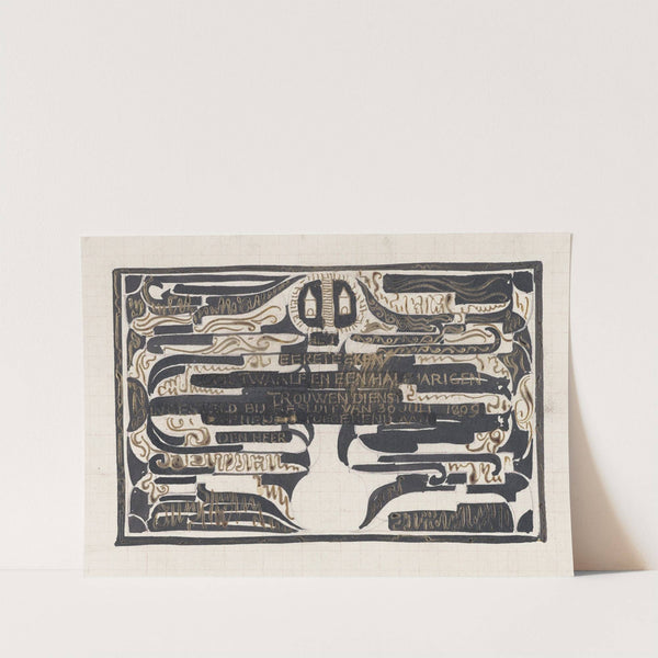 Ontwerp voor een oorkonde ter gelegenheid van twaalf-en-een-halfjarige dienst (1874) by Carel Adolph Lion Cachet