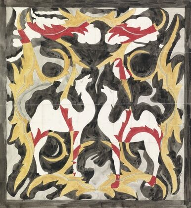 Ontwerp voor een tegeltableau met twee kamelen (1874)