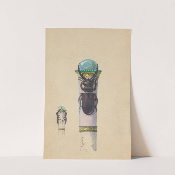 Ontwerp voor een wandelstokknop met twee vliegende herten by Paul Louchet