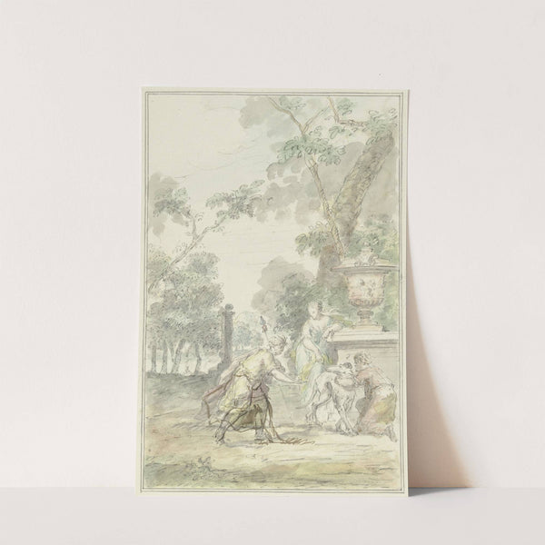 Ontwerp voor een zaalstuk; Dorinda geeft Silvio zijn hond terug by Dionys van Nijmegen