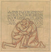 Ontwerp voor wandschildering in de Beurs van Berlage; embleem met knielend paar in omhelzing en spreuk van Vondel (c. 1869 - c. 1925)