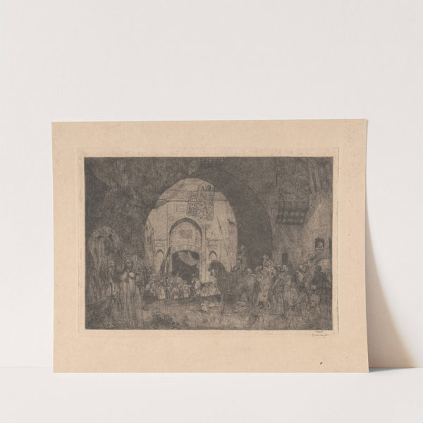 Oosterse ruiters en mensen bij een poort (c. 1877 - c. 1932) by Marius Bauer