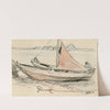 Op de oever getrokken schuit by Adolf le Comte