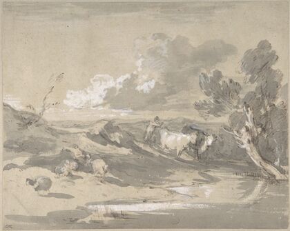 Open Landscape with Herdsman, Cows, and Sheep
