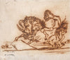 Orang-Outan sur un gnou (19th century)