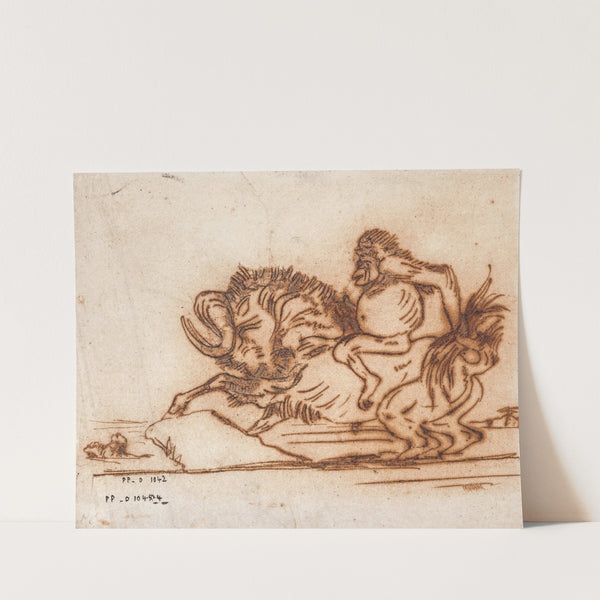 Orang-Outan sur un gnou (19th century) by Antoine-Louis Barye