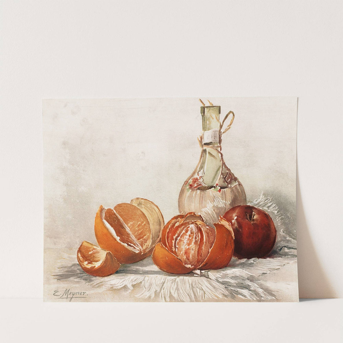 Oranges and Wine Bottle by E. Meyner