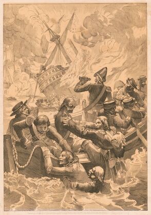 Orient. The naval battle of Abukir 1798 Die seeschlacht bei Abukir. (1860)