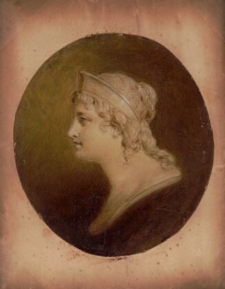 Original study in oil of head of Columbia designed for U.S. coins
