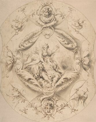 Ornamental Design with Diana and Endymion in a Central Cartouche
