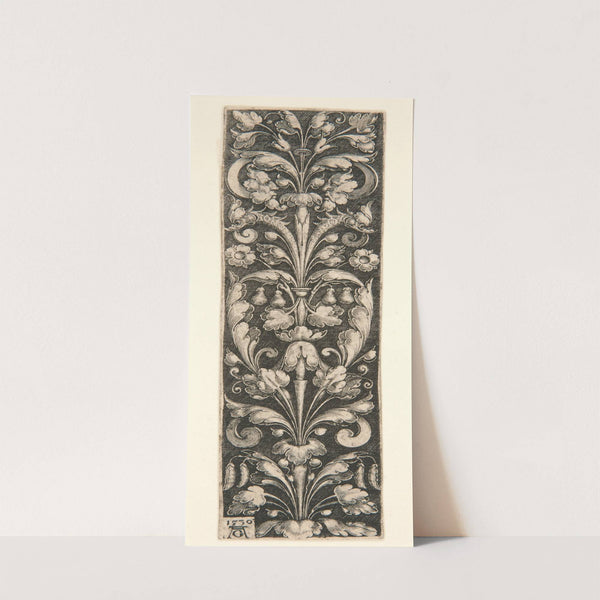 Ornamental Foliage with Two Masks and Two Dolphins by Heinrich Aldegrever