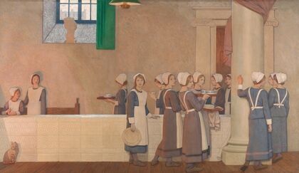 Orphan Girls in the Refectory of a Hospital, Proceeding to Their Place at the Table — size preview