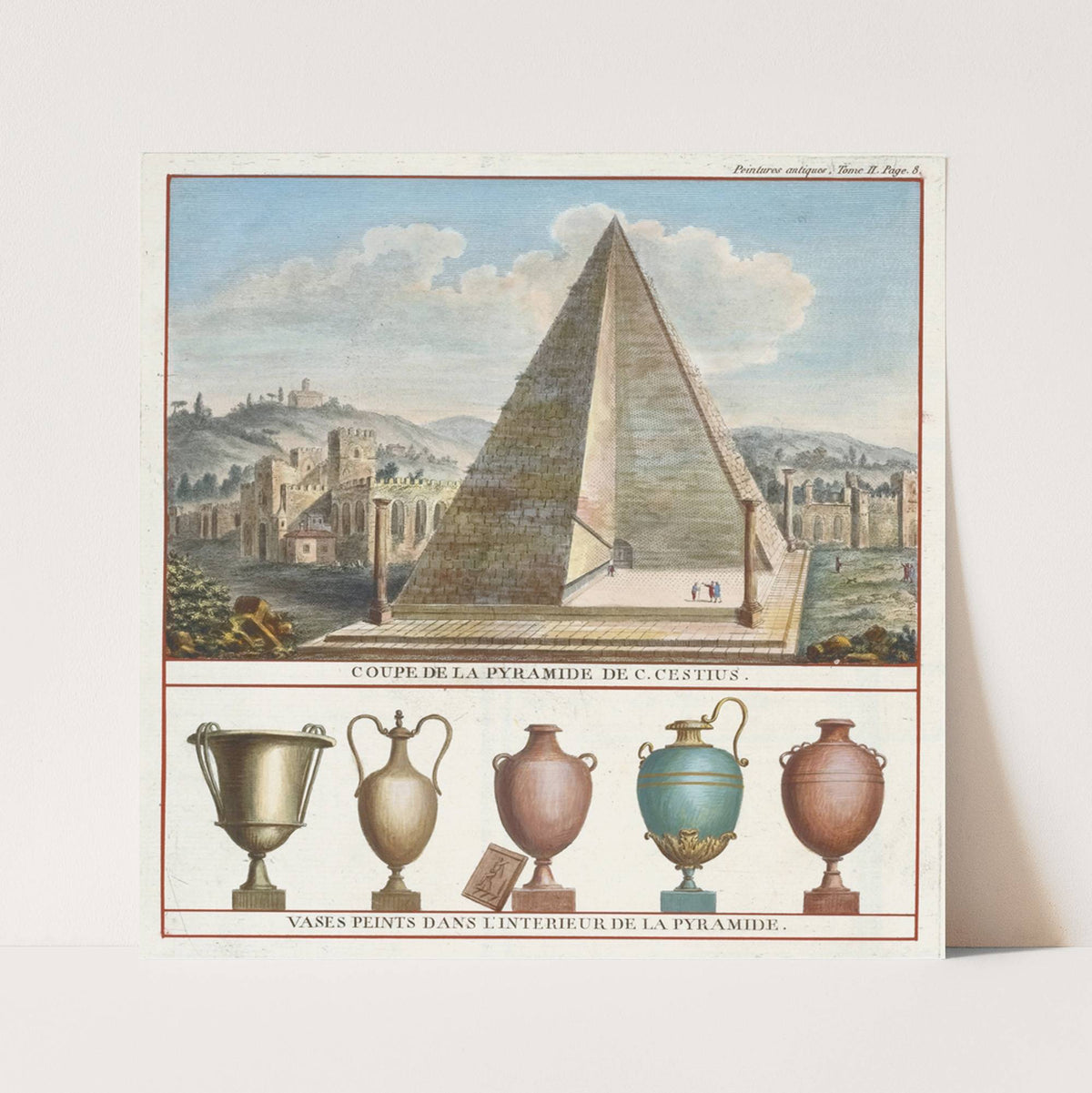 oupe de la pyramide de C. Cestius. Vases peints dans l’interieur de la pyramide. (1783) by Pierre-Jean Mariette