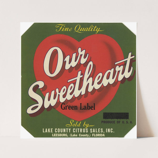 Our Sweetheart – Green Label Citrus Label (1940s)