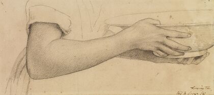 Oure Ladye of Saturday Night – Study of Arm and Hands for Angel Holding Bowl of Water