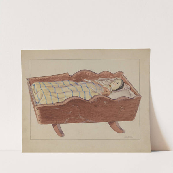 Pa. German Cradle with Doll &amp; Coverlet by John Fisk