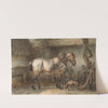 Paard en hond in een stal by Wouterus Verschuur
