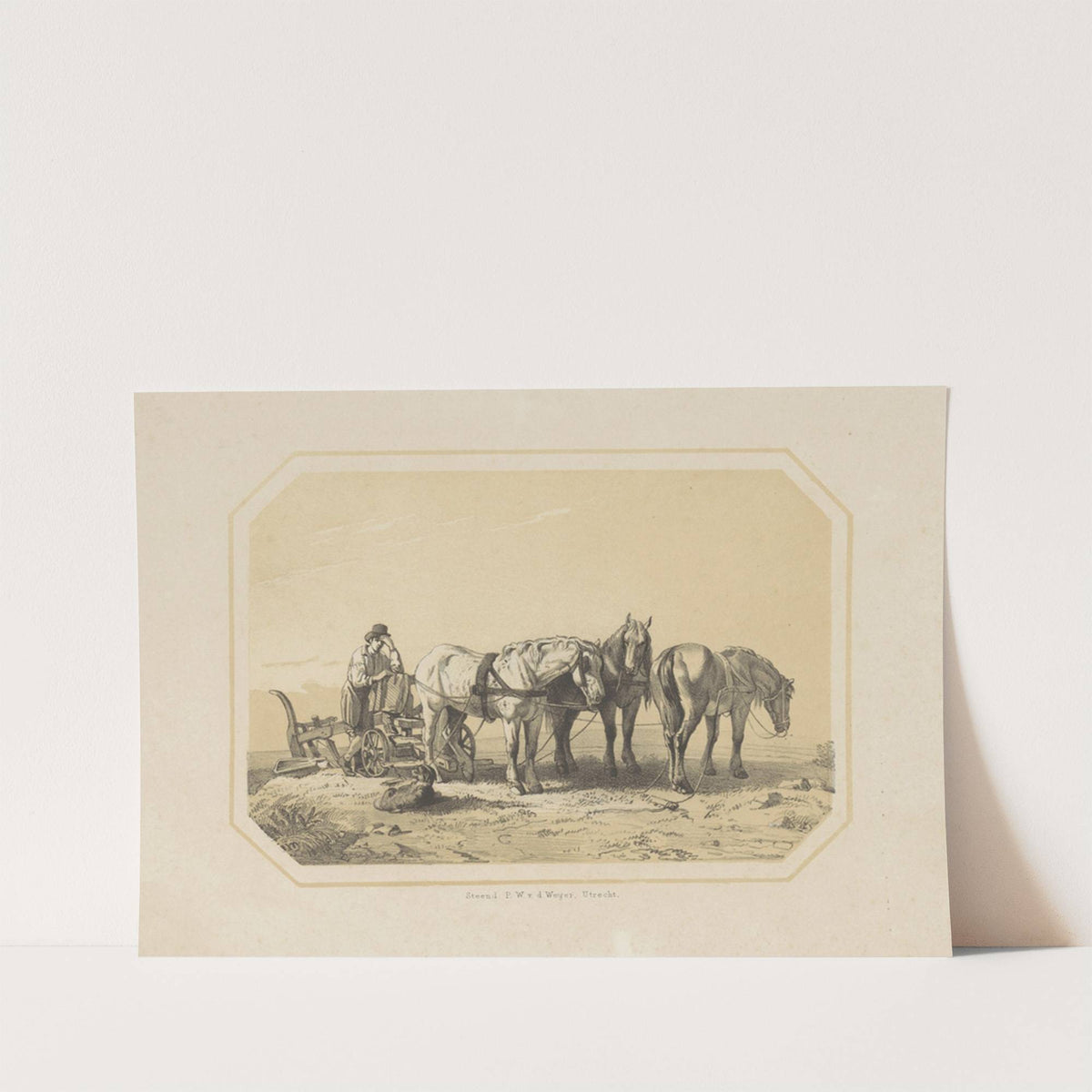 Paarden voor een ploeg (1825-1873) by Pieter Wilhelmus van de Weijer