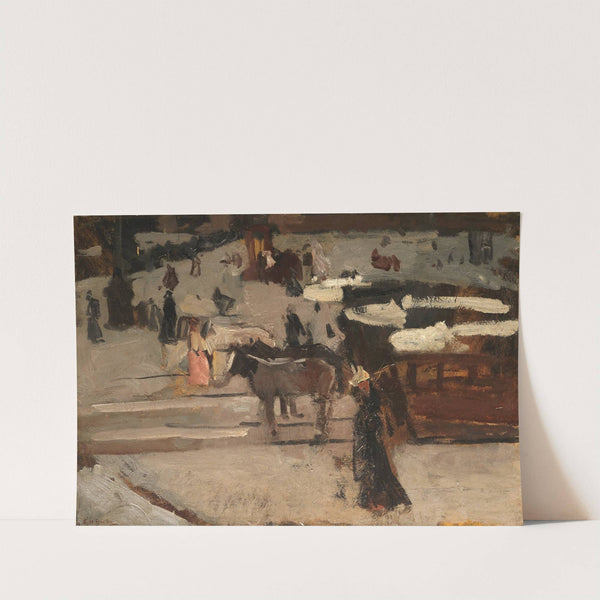 Paardentrams en figuren op een plein by George Hendrik Breitner