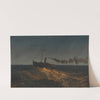 Paddle steamer at dusk (ca. 1853) by Frederic Edwin Church