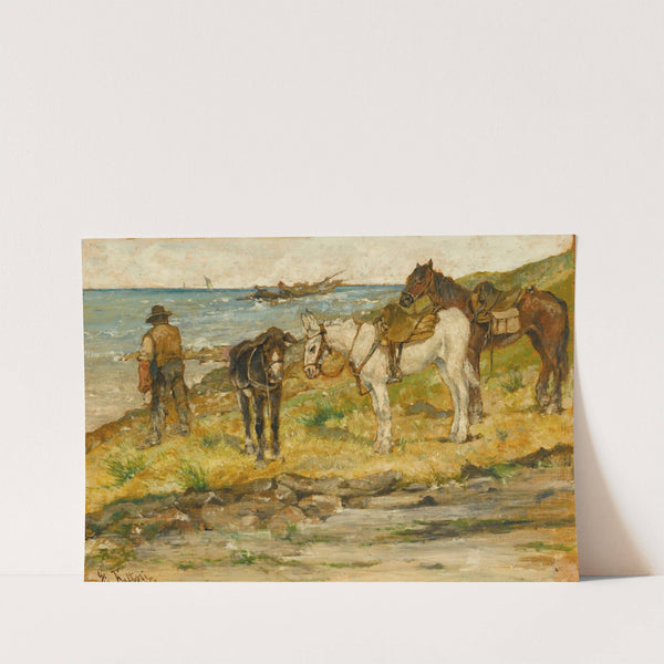 Paesaggio Con Cavalli  by Giovanni Fattori