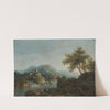 Paesaggio fluviale con figure e un asino by Giovanni Battista Cimaroli