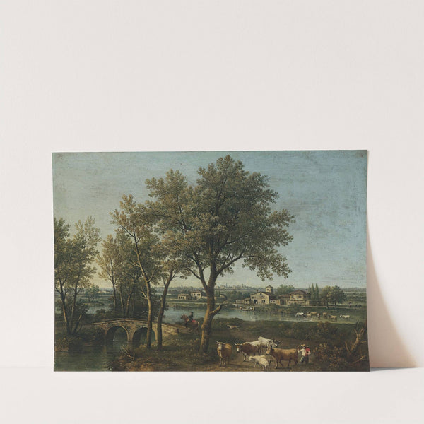 Paesaggio fluviale con pastore e gregge by Giovanni Battista Cimaroli