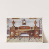 Painted and inlaid satinwood sideboard, Mahogany bracket clock by Edwin Foley