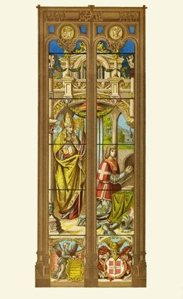 Painted glass window at Brou