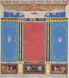 Painted Wall Decor Featuring Thin Column with a Pair of Swans and Trompe L’Oeil Vases at Base