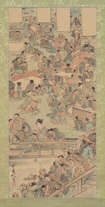 Painting and Calligraphy Gathering at the Nakamurarō in Ryōgoku (ca. 1876)