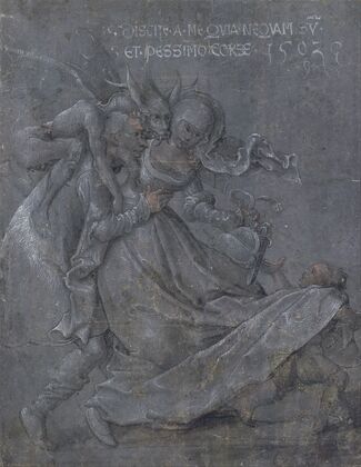 Pair of lovers with the Devil and Cupid